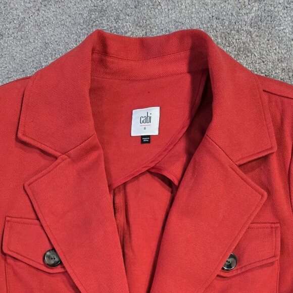 Cabi 3374 Little Red Jacket One Button Pockets Pleated Back Office Preppy - Picture 4 of 10